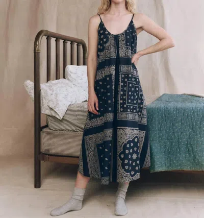 The Great Slip Sleep Midi Dress In Bandana Patchwork In Blue
