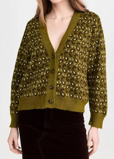 The Great Slouch Cardigan In Army Paisley In Green