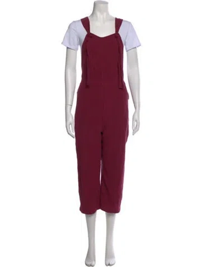 Pre-owned The Great Square Neckline Jumpsuit In Burgundy