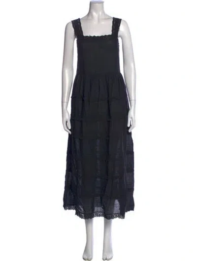 Pre-owned The Great Square Neckline Long Dress In Black