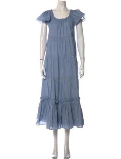 Pre-owned The Great Square Neckline Long Dress In Blue