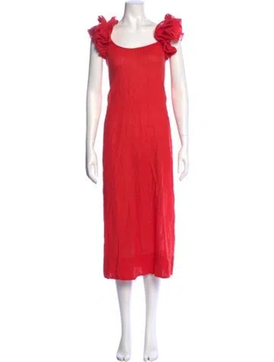 Pre-owned The Great Square Neckline Long Dress In Red