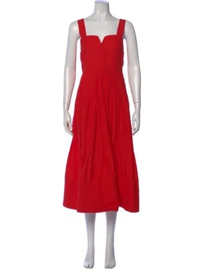 Pre-owned The Great Square Neckline Long Dress In Red