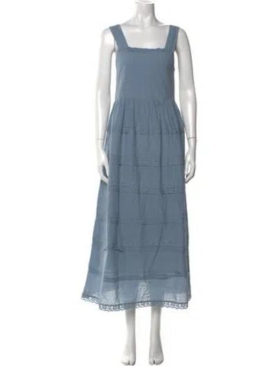 Pre-owned The Great Square Neckline Long Dress W/ Tags In Blue