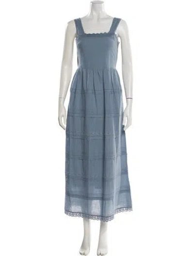 Pre-owned The Great Square Neckline Long Dress W/ Tags In Blue