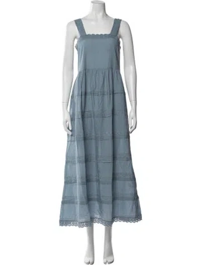 Pre-owned The Great Square Neckline Long Dress W/ Tags In Blue