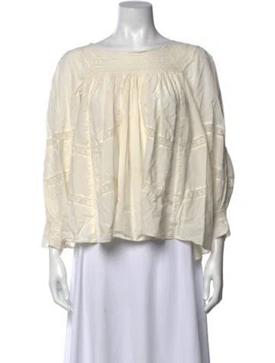 Pre-owned The Great Square Neckline Long Sleeve Blouse In Neutrals