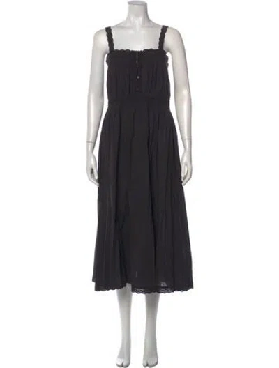 Pre-owned The Great Square Neckline Midi Length Dress In Black