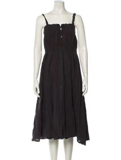 Pre-owned The Great Square Neckline Midi Length Dress In Black