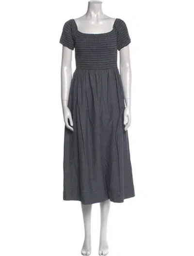 Pre-owned The Great Square Neckline Midi Length Dress In Blue
