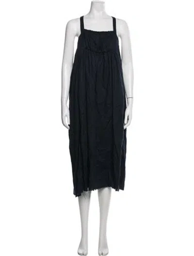 Pre-owned The Great Square Neckline Midi Length Dress In Blue