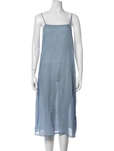 Pre-owned The Great Square Neckline Midi Length Dress In Blue