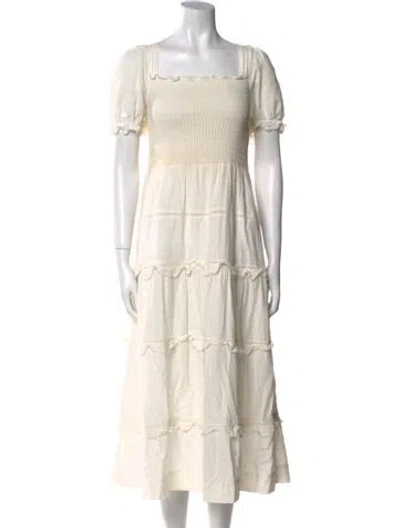 Pre-owned The Great Square Neckline Midi Length Dress In Neutral