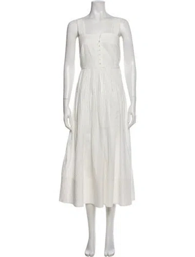 Pre-owned The Great Square Neckline Midi Length Dress In White