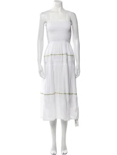 Pre-owned The Great Square Neckline Midi Length Dress In White