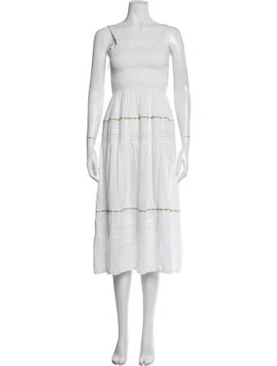 Pre-owned The Great Square Neckline Midi Length Dress In White