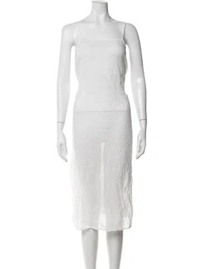 Pre-owned The Great Square Neckline Midi Length Dress In White