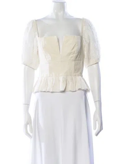 Pre-owned The Great Square Neckline Short Sleeve Blouse In White