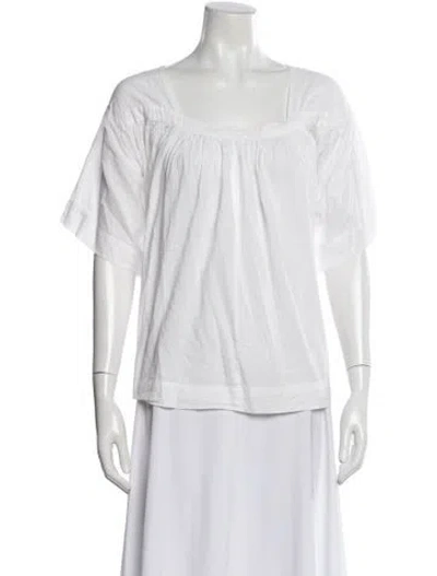 Pre-owned The Great Square Neckline Short Sleeve Blouse In White