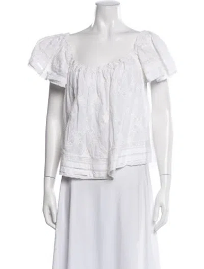 Pre-owned The Great Square Neckline Short Sleeve Blouse In White