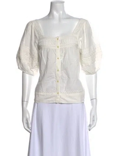 Pre-owned The Great Square Neckline Short Sleeve Blouse In White
