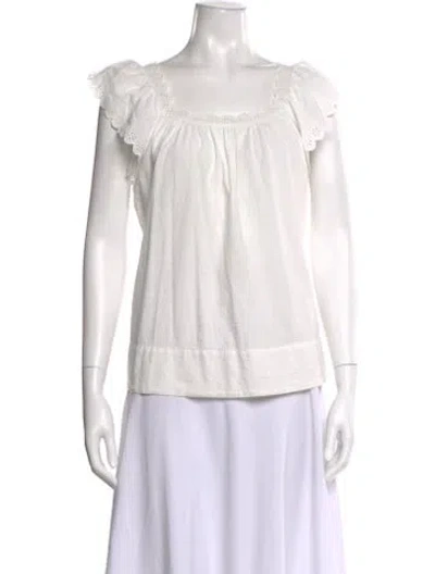 Pre-owned The Great Square Neckline Sleeveless Blouse In White