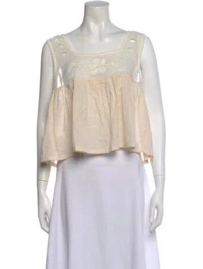 Pre-owned The Great Square Neckline Sleeveless Blouse In White