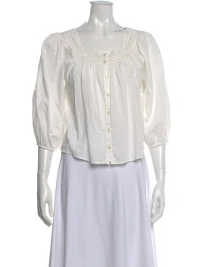 Pre-owned The Great Square Neckline Three-quarter Sleeve Blouse In Neutral