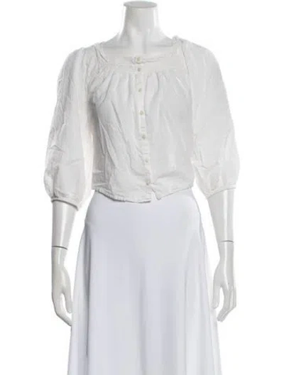 Pre-owned The Great Square Neckline Three-quarter Sleeve Blouse In Neutral