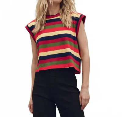 The Great . The Square Stripe Crop Top In Red
