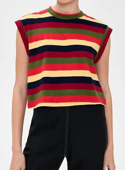 The Great . The Square Stripe Crop Top In Red