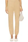 The Great Stadium Sweatpant In Khaki With Daisy Embroidery In Neutral