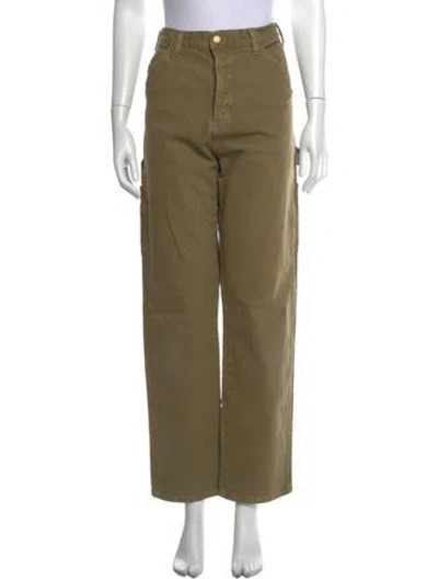 Pre-owned The Great Straight Leg Pants In Green