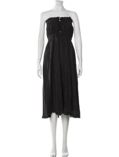 Pre-owned The Great Strapless Midi Length Dress In Black
