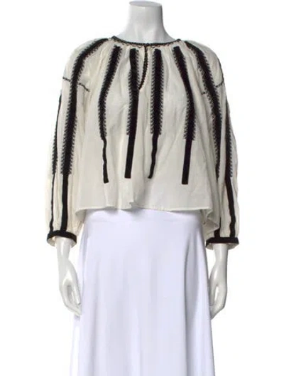 Pre-owned The Great Striped Bateau Neckline Crop Top In White