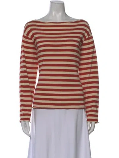 Pre-owned The Great Striped Bateau Neckline Sweater In Neutral