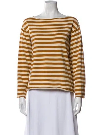 Pre-owned The Great Striped Bateau Neckline Top In Multi
