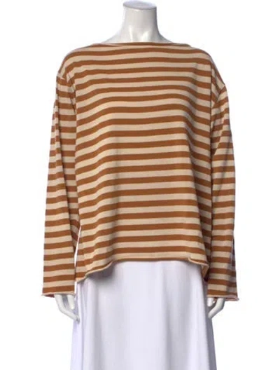 Pre-owned The Great Striped Bateau Neckline Top In Multicolor