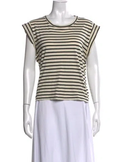 Pre-owned The Great Striped Bateau Neckline T-shirt In Black