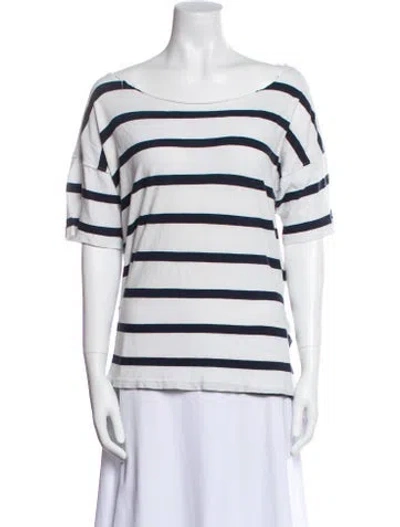 Pre-owned The Great Striped Bateau Neckline T-shirt In White