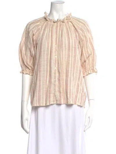Pre-owned The Great Striped Crew Neck Blouse In Neutral