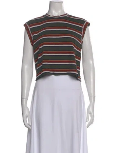 Pre-owned The Great Striped Crew Neck Crop Top In Multi