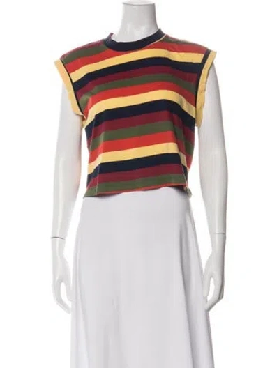 Pre-owned The Great Striped Crew Neck Crop Top In Multi