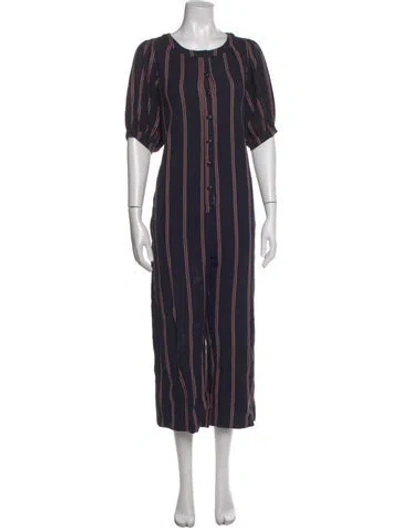 Pre-owned The Great Striped Crew Neck Jumpsuit In Blue