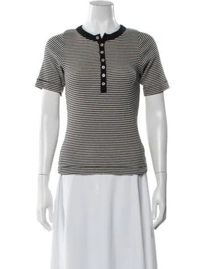 Pre-owned The Great Striped Crew Neck Polo In Gray