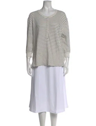Pre-owned The Great Striped Crew Neck Polo In Neutral