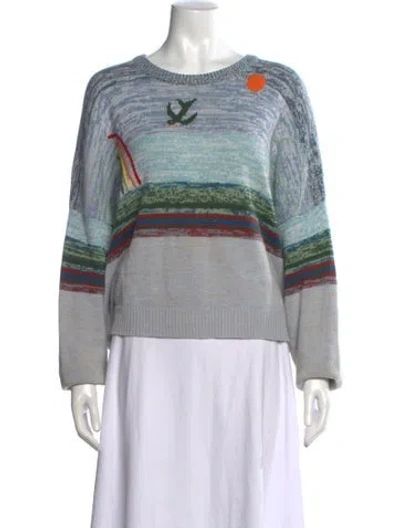 Pre-owned The Great Striped Crew Neck Sweater In Blue