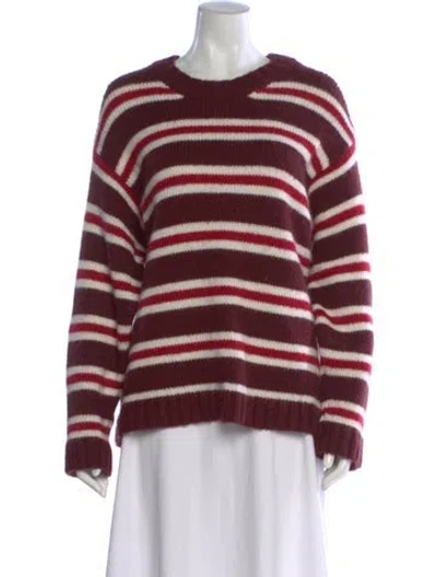 Pre-owned The Great Striped Crew Neck Sweater In Burgundy