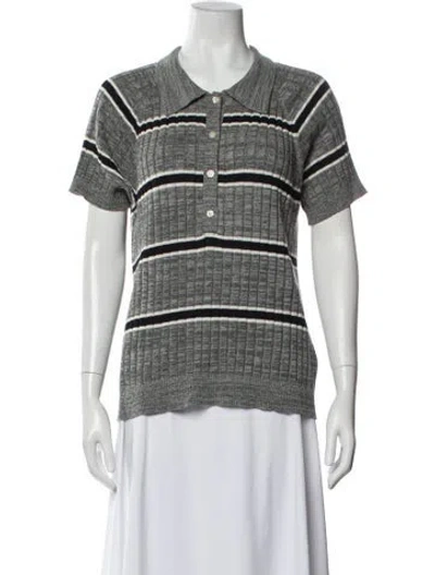 Pre-owned The Great Striped Crew Neck Sweater In Gray