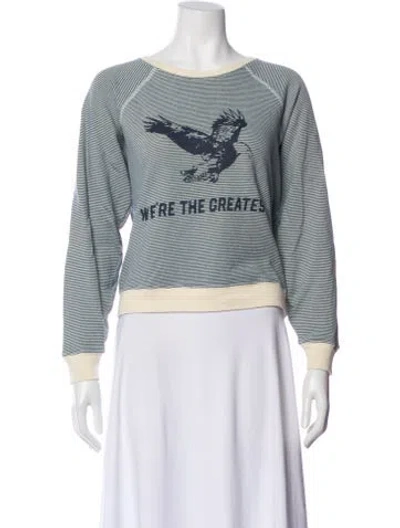 Pre-owned The Great Striped Crew Neck Sweatshirt In Blue